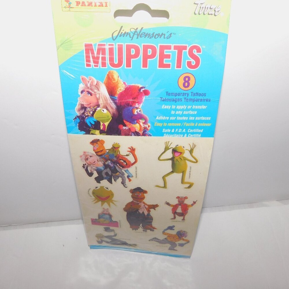 The Muppets 8 Temporary Tattoos Fozzy Kermit VTG PANINI Jim Henson's NEW